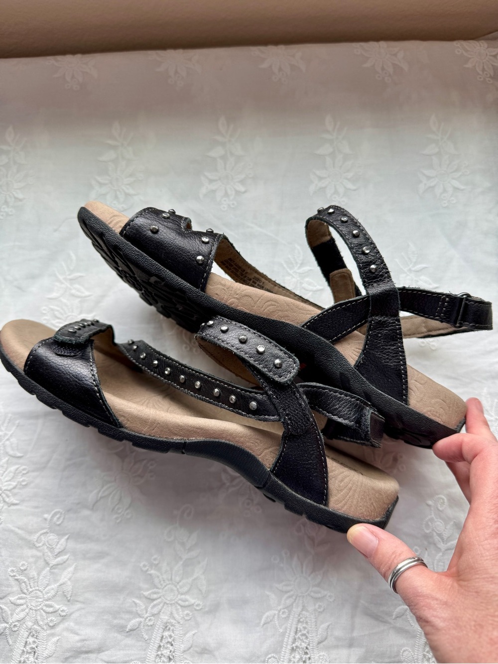 Taos Footwear Black Studded Women's Sandals - Picture 3 of 8
